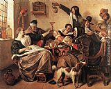 Steen Paintings - The Artist's Family by Jan Steen